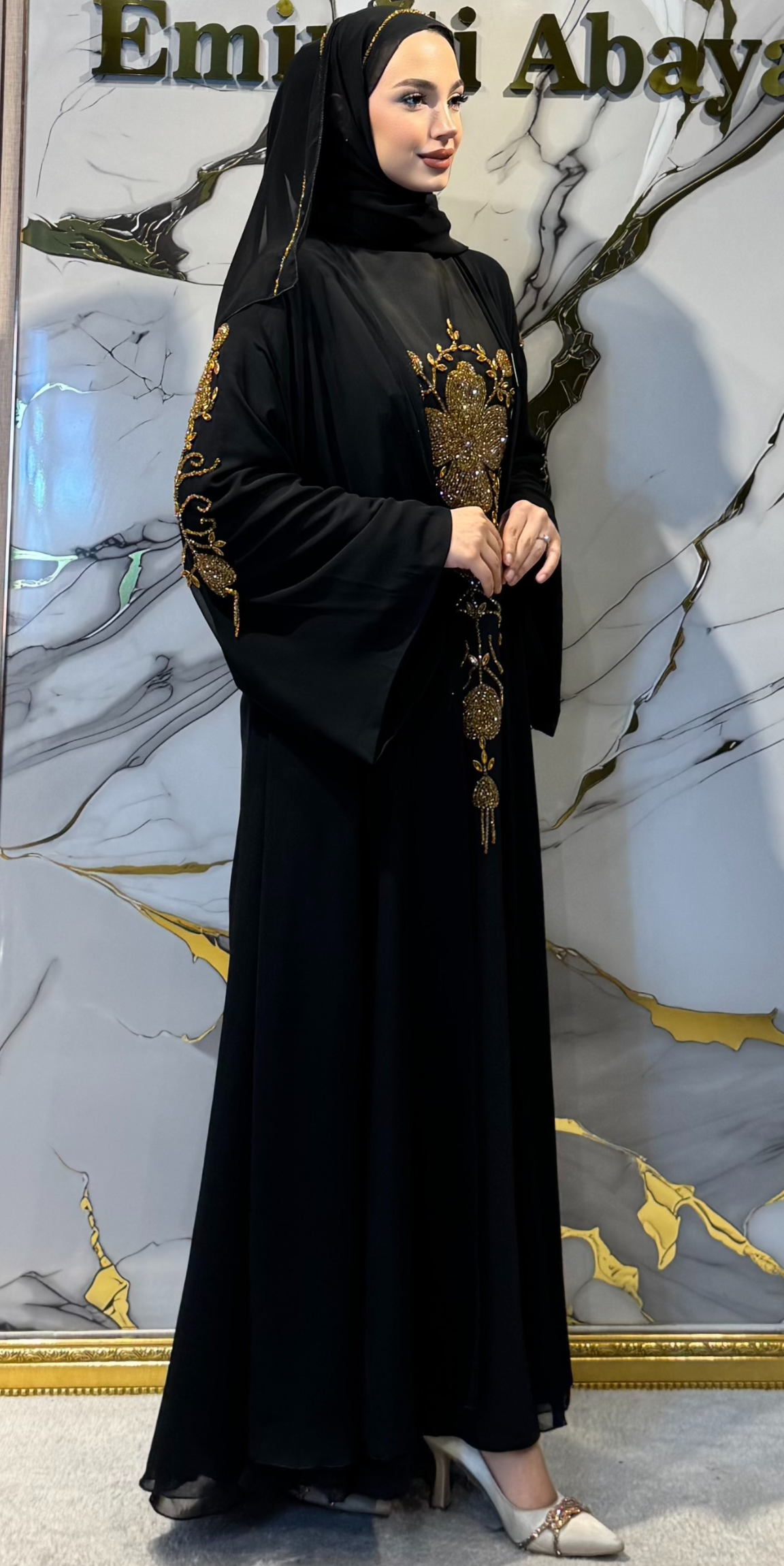 El Yapımı Gold Taşlı Siyah Yöresel Takım 4 Parça Set | EF006 GSB