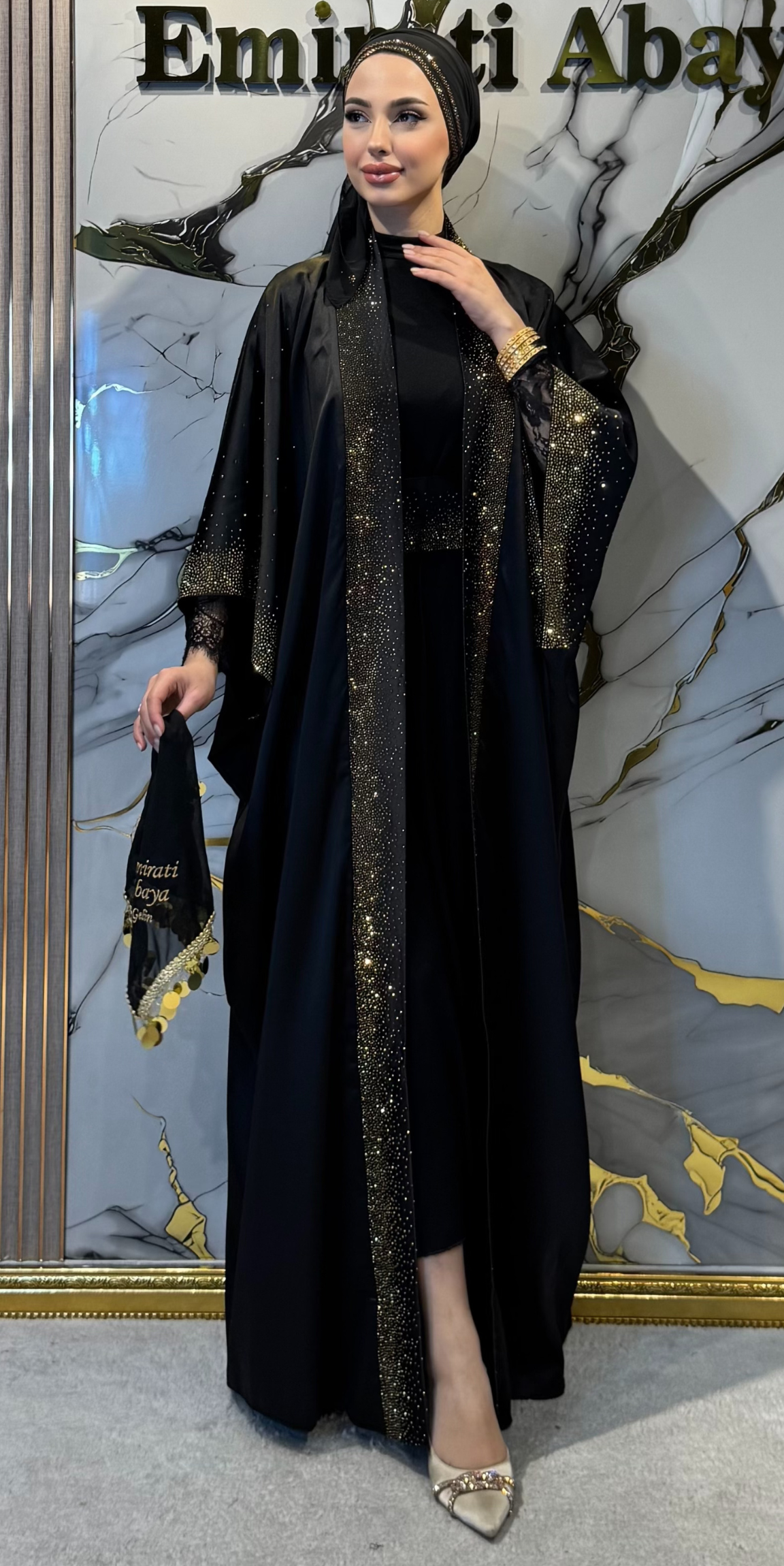 Premium Golden Swarovski Satin Yorsel Set 