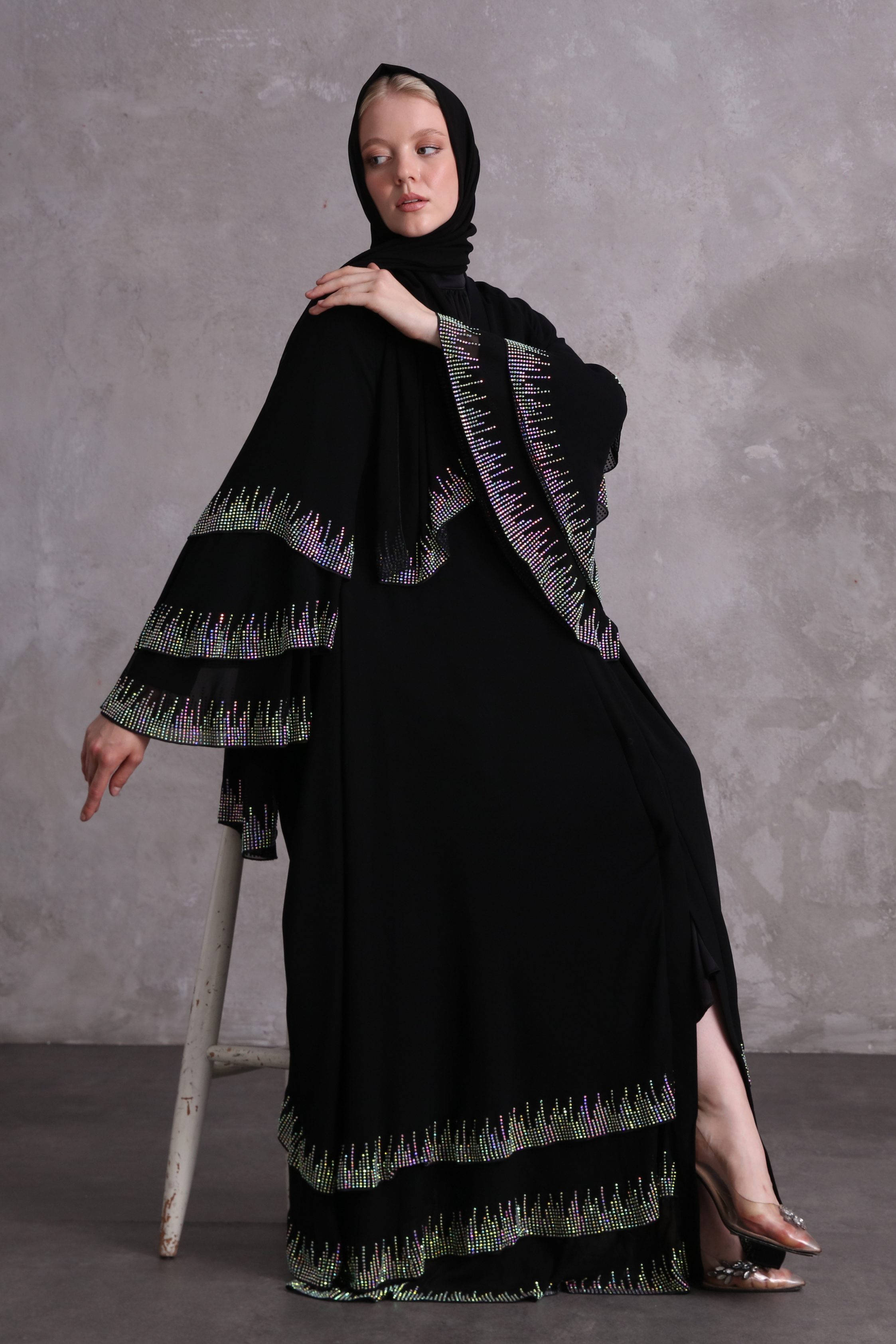 Chiffon Trilayer Glamour Abaya