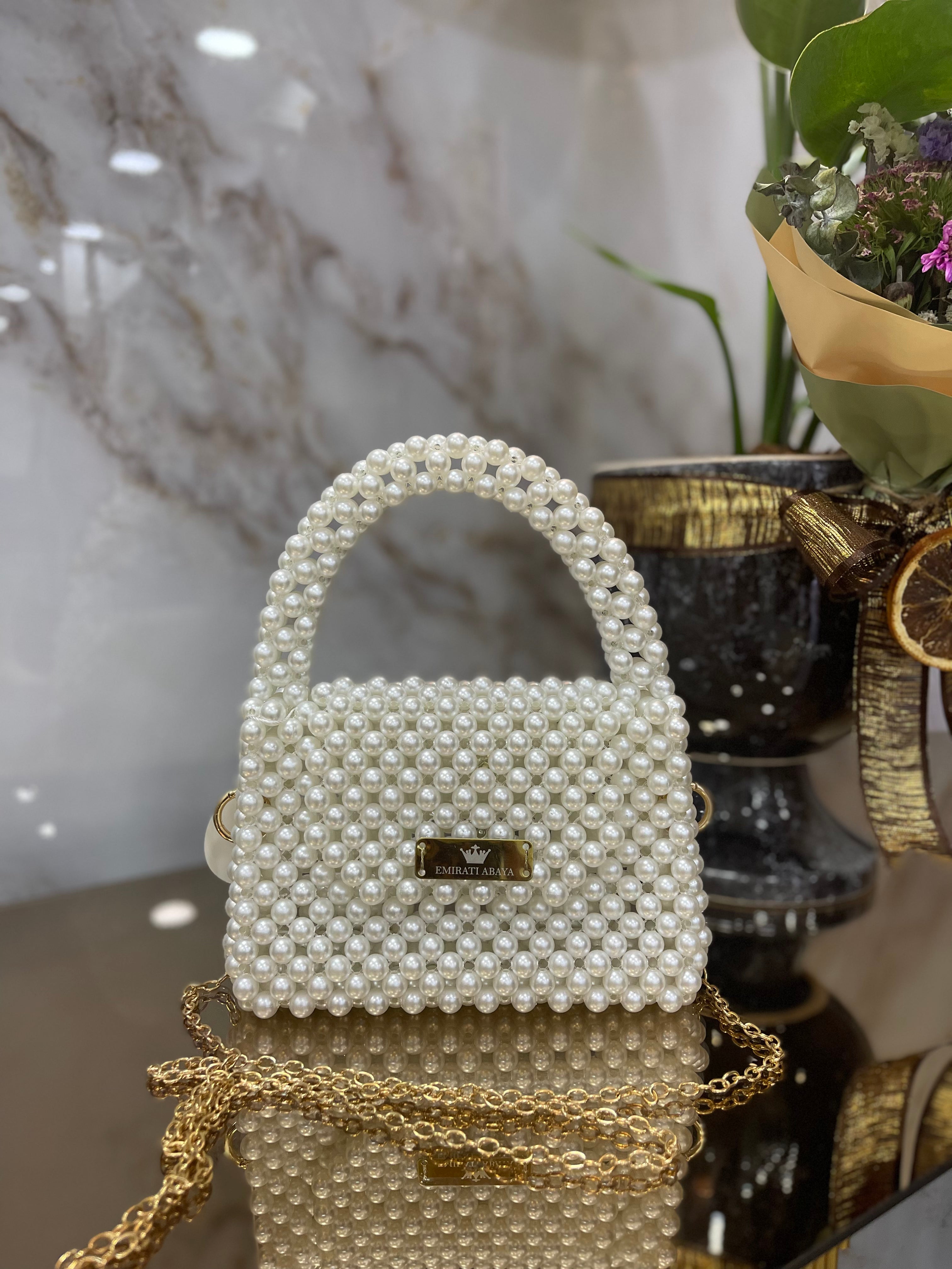 White pearl handmade bag