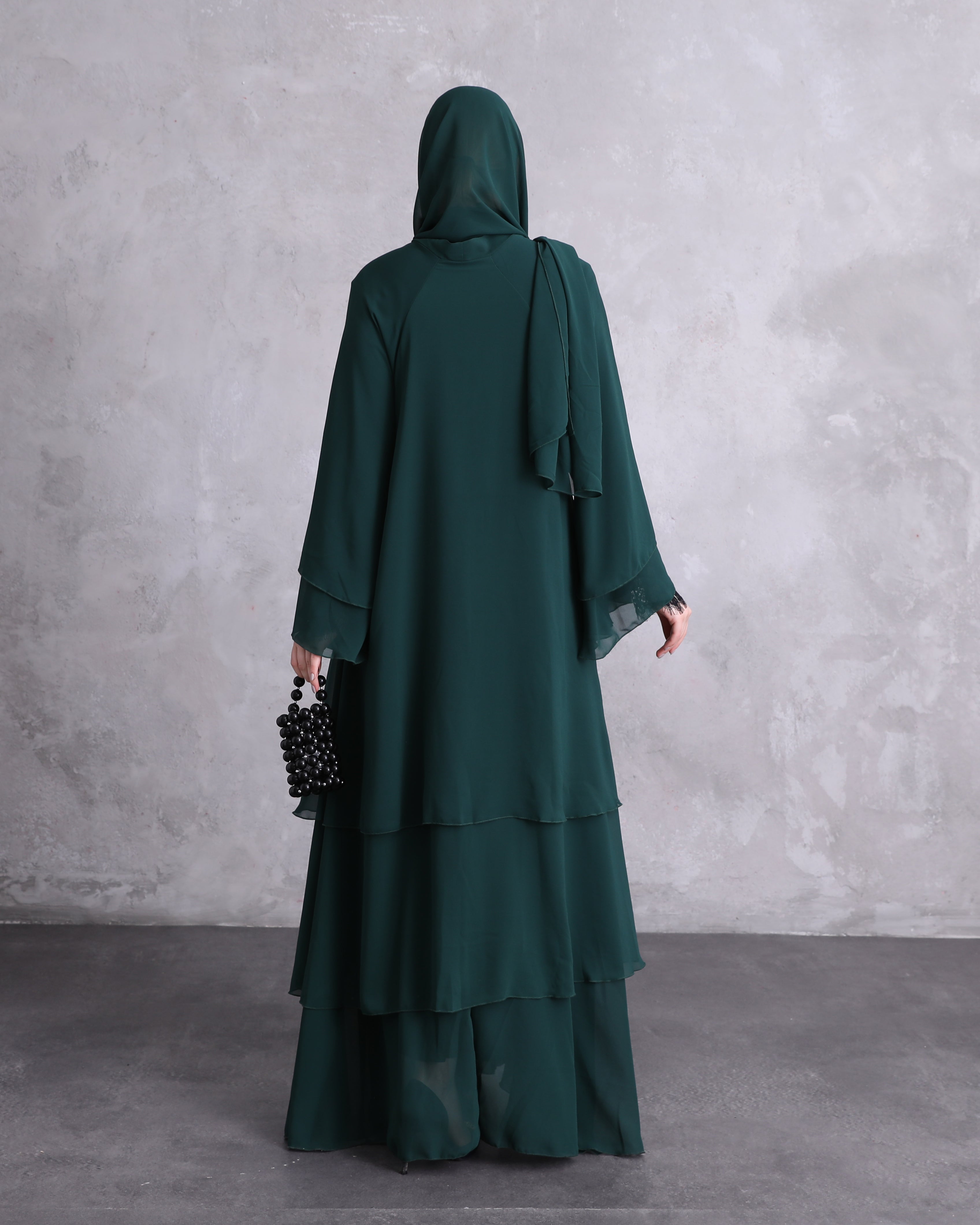 A Stunning Three-Layered Green Abaya