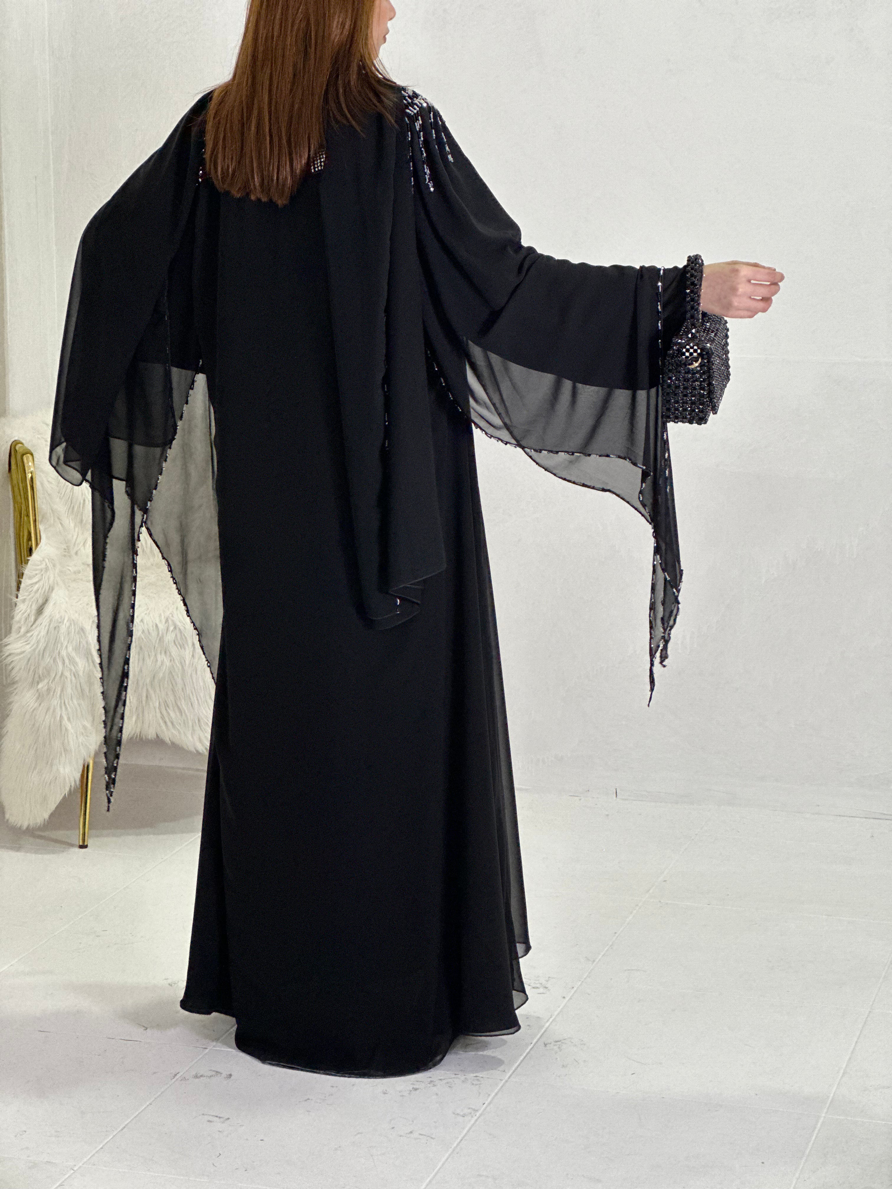 Black big sleeves abaya