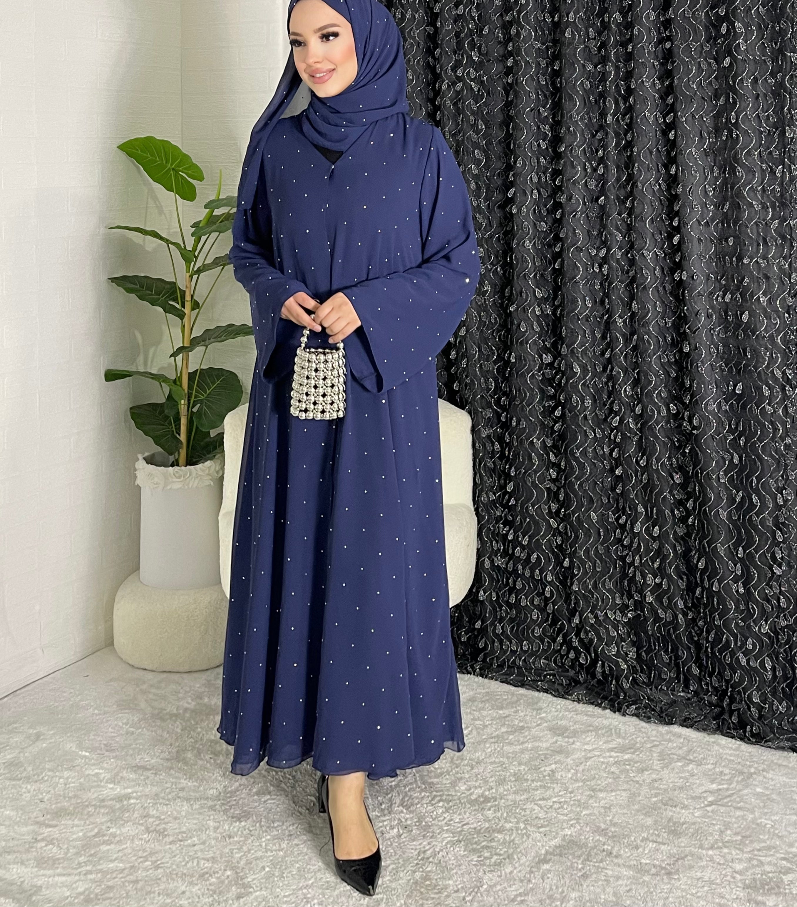 Swarovski taşlı lüks Şifon Larcivet abaya