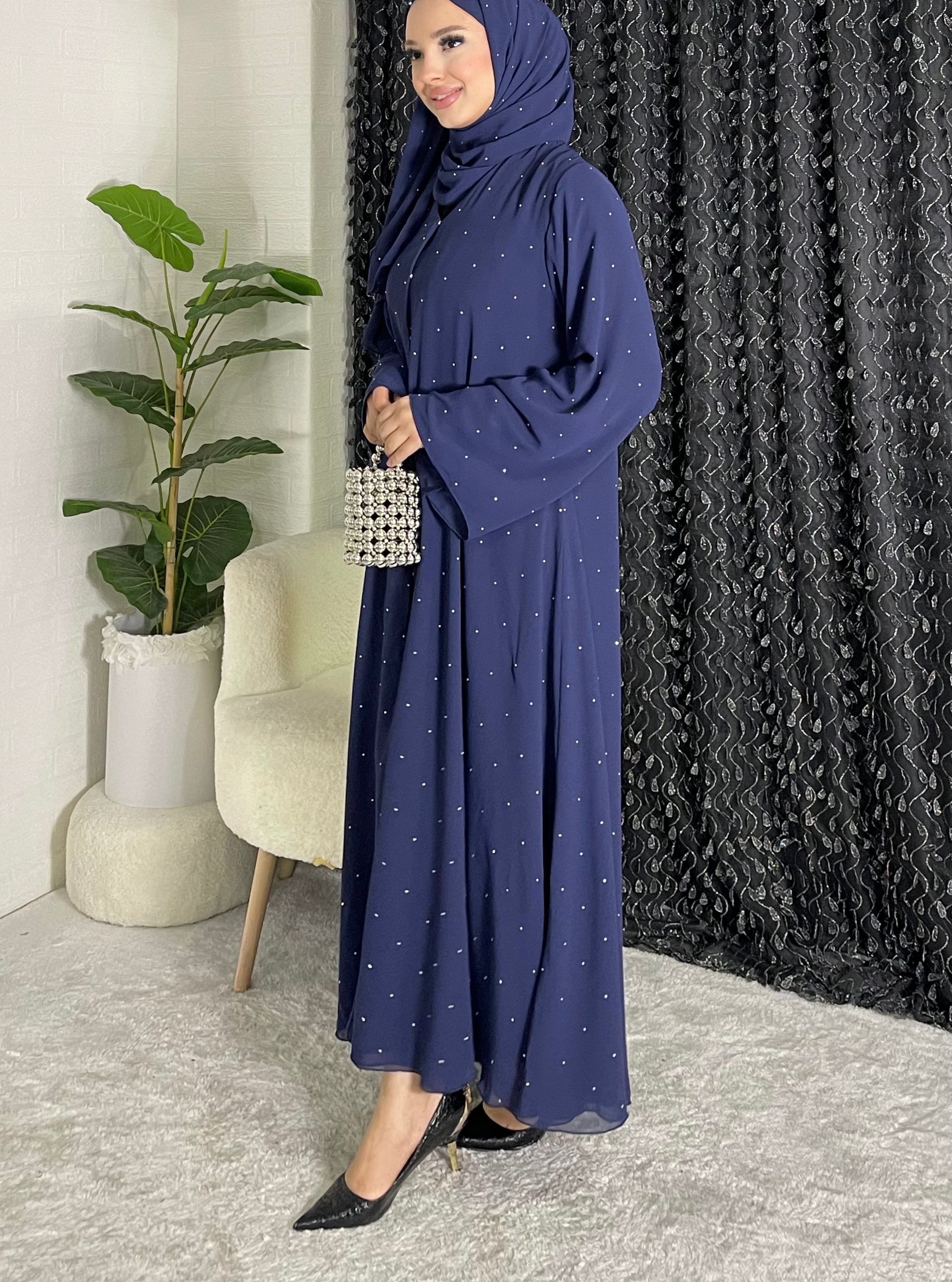 Swarovski taşlı lüks Şifon Larcivet abaya