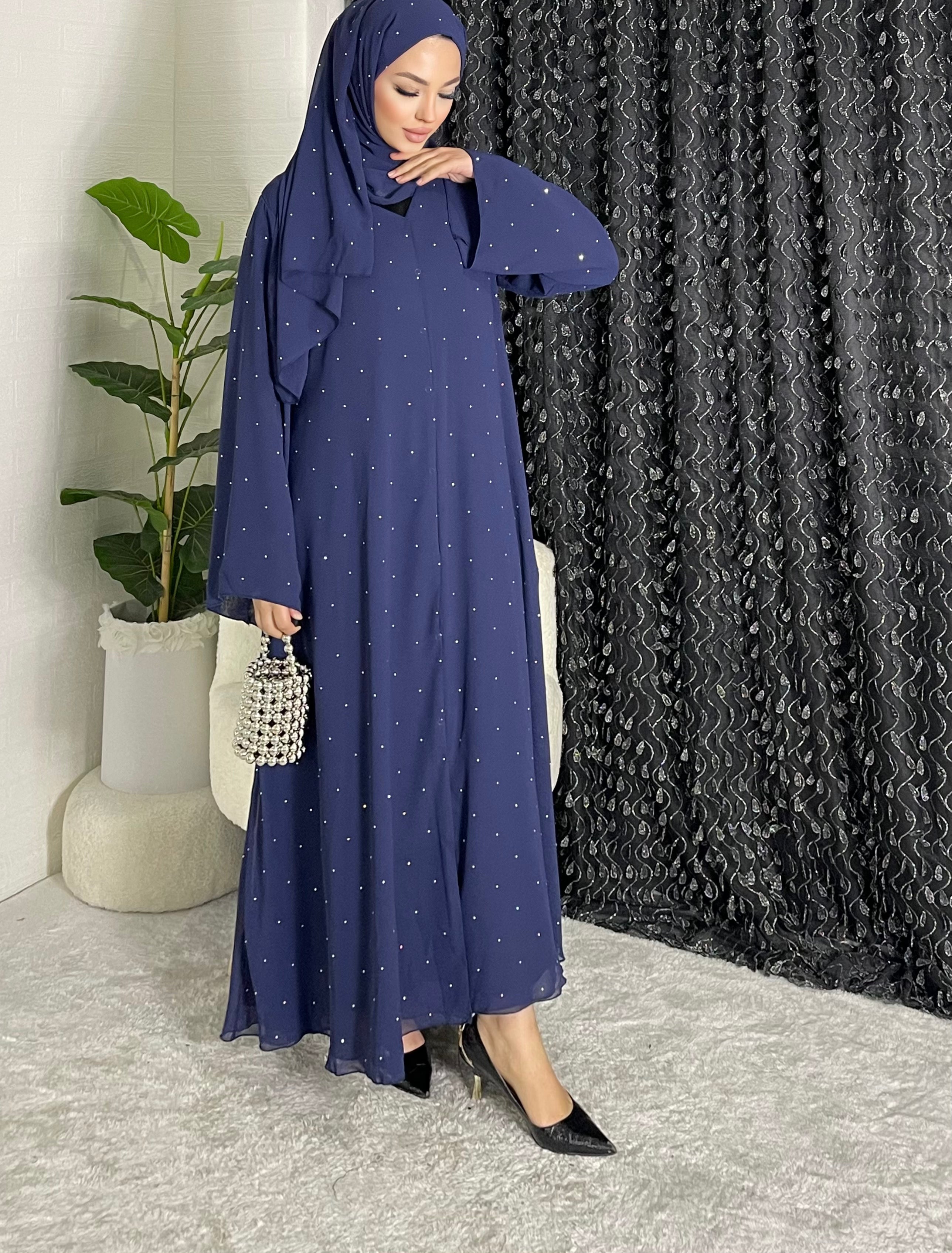 Swarovski taşlı lüks Şifon Larcivet abaya