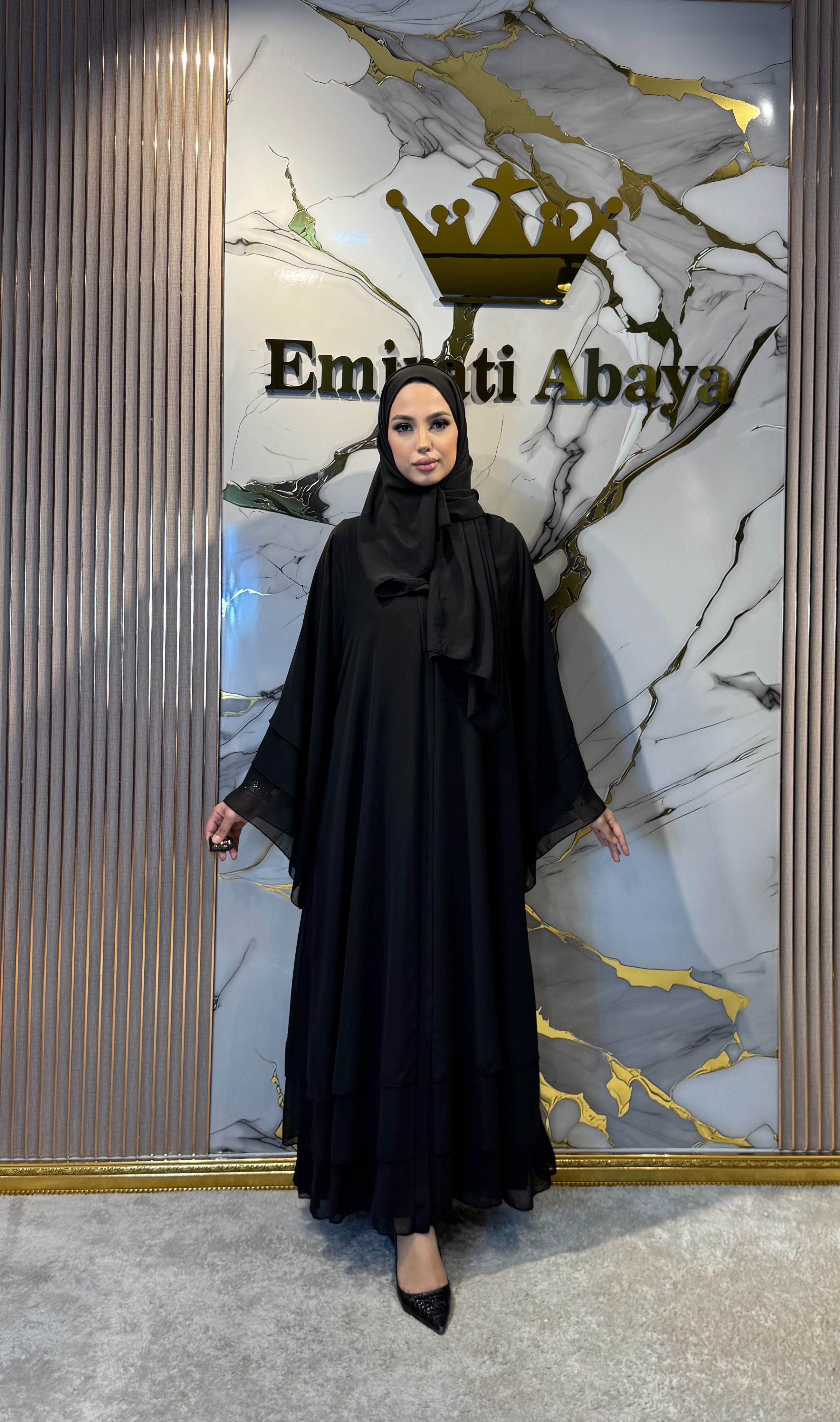 Üç Katlı Şifon Abaya