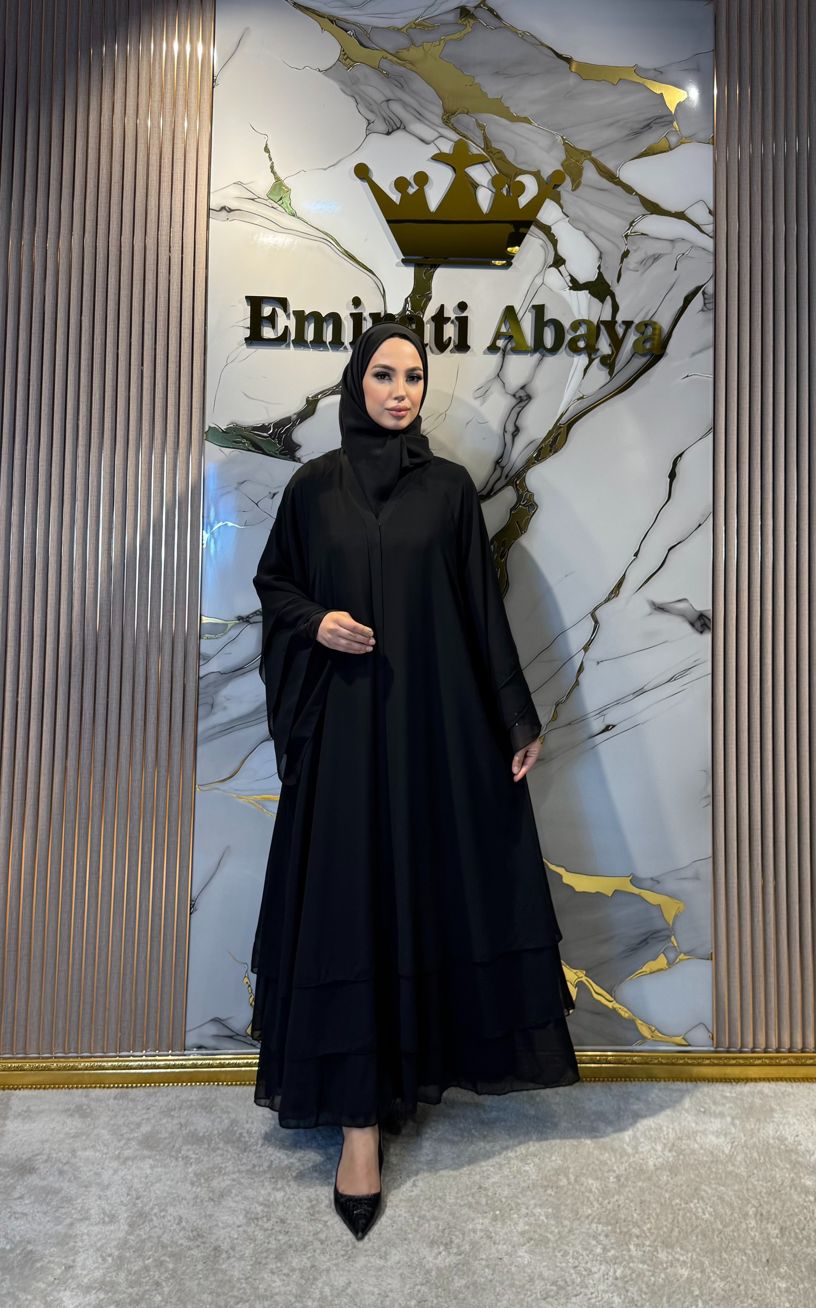 Üç Katlı Şifon Abaya