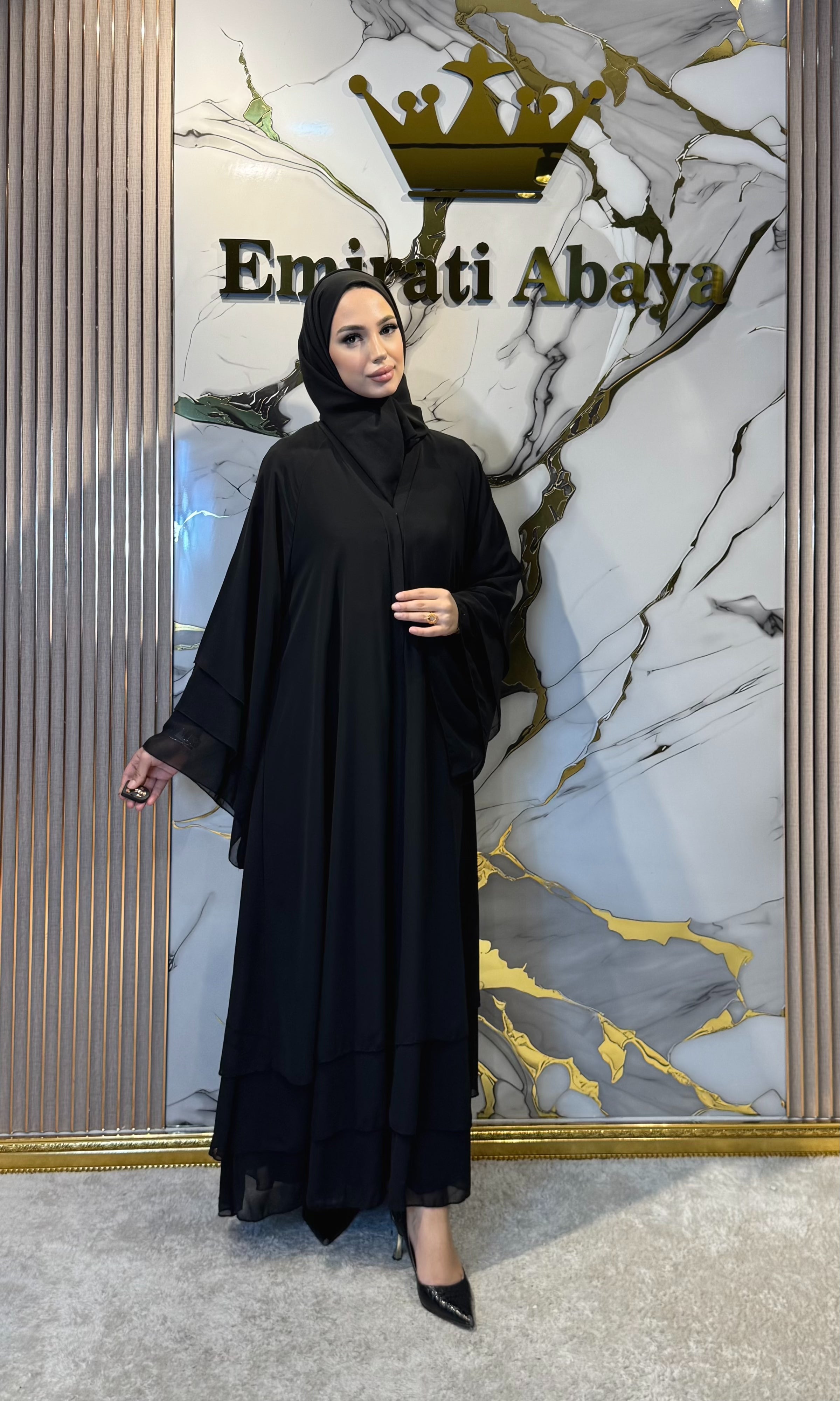 Üç Katlı Şifon Abaya