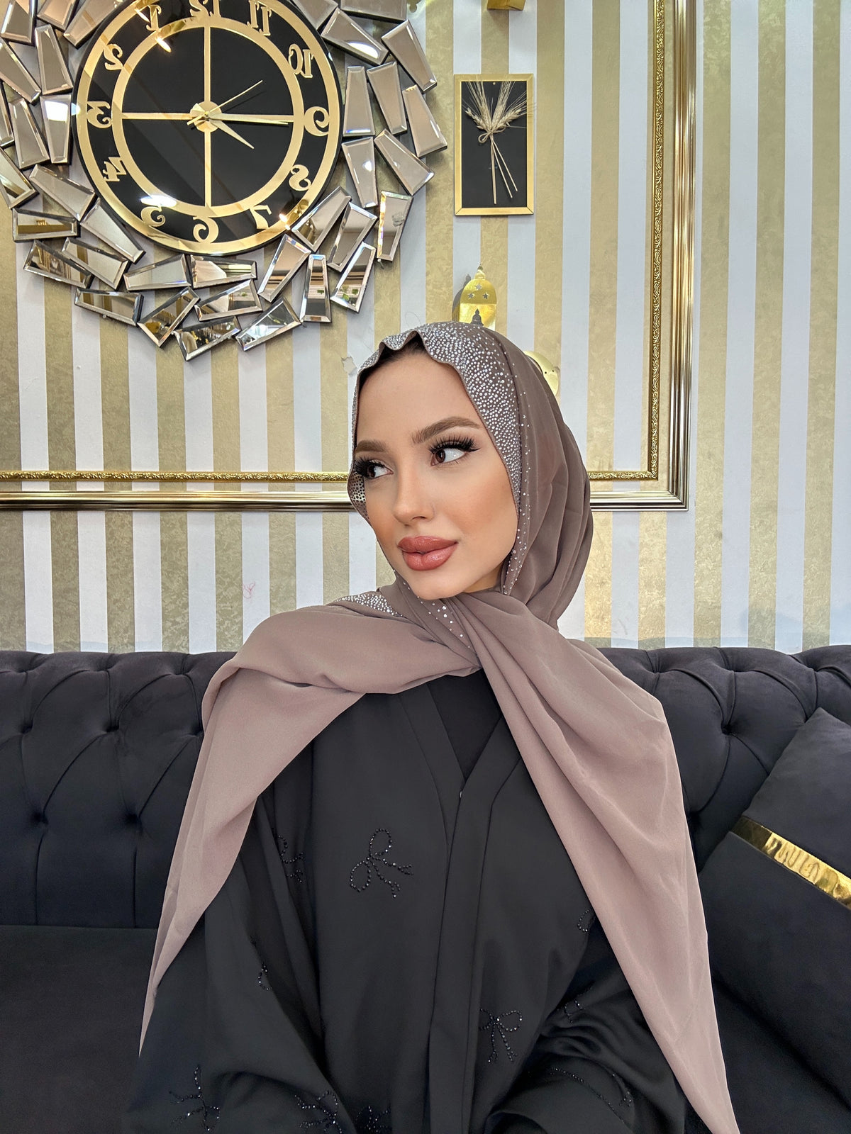 Sparkling Stone Rain Patterned Chiffon Shawl