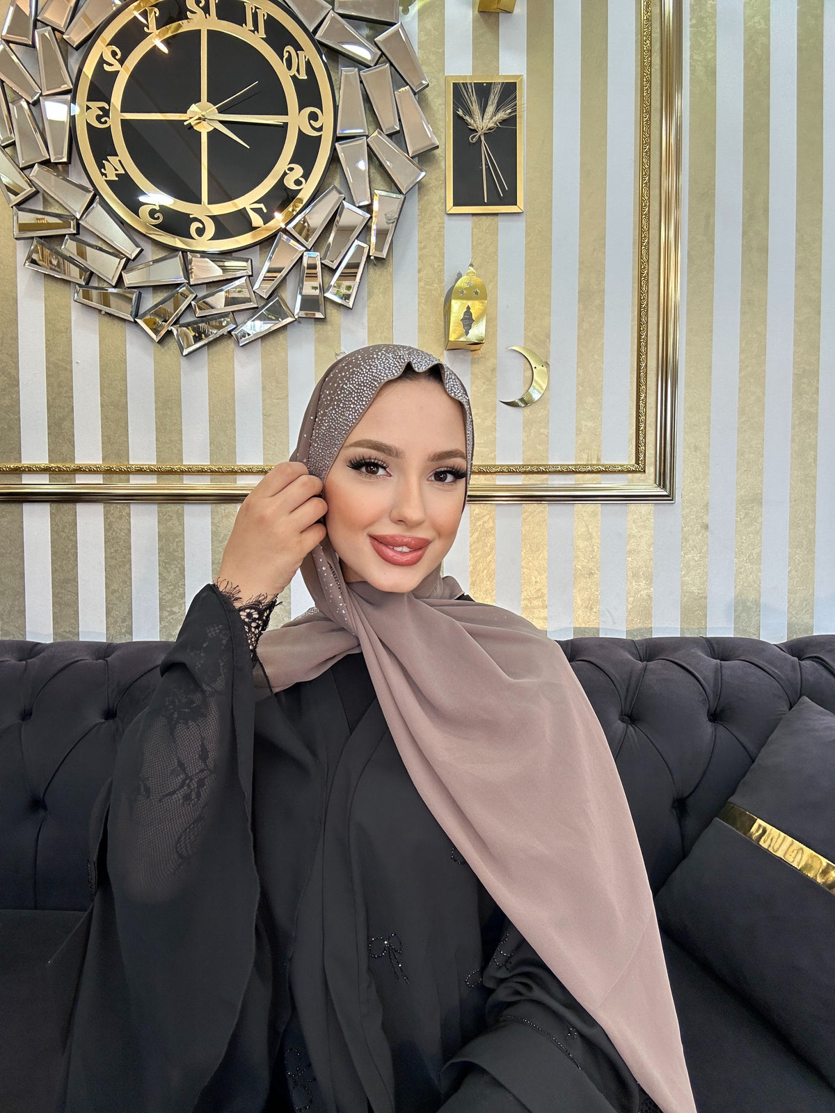 Sparkling Stone Rain Patterned Chiffon Shawl