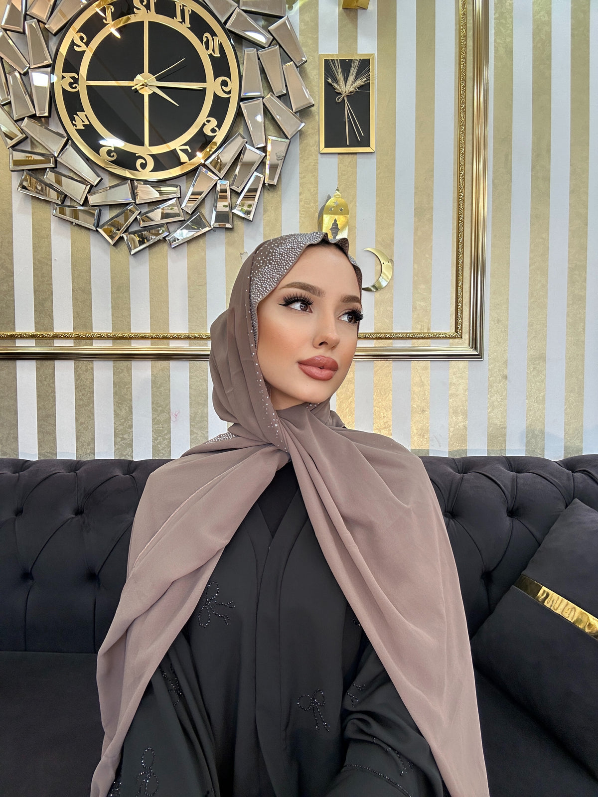 Sparkling Stone Rain Patterned Chiffon Shawl