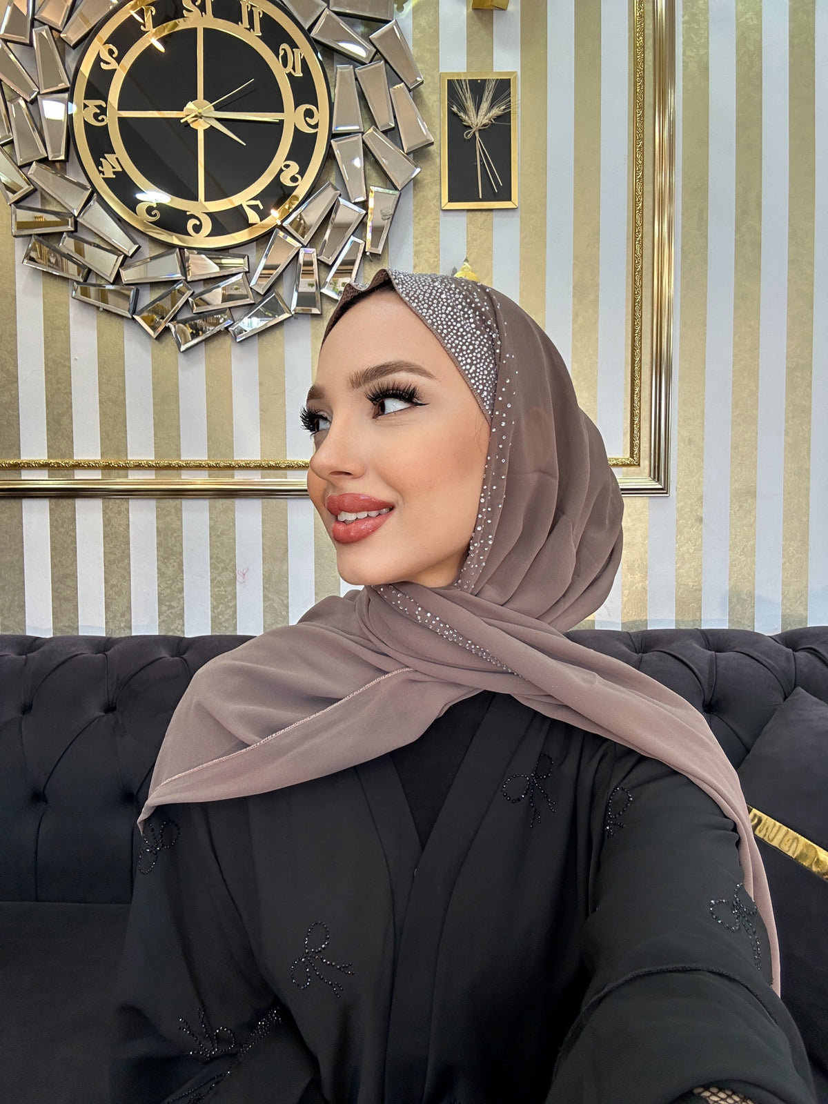 Sparkling Stone Rain Patterned Chiffon Shawl
