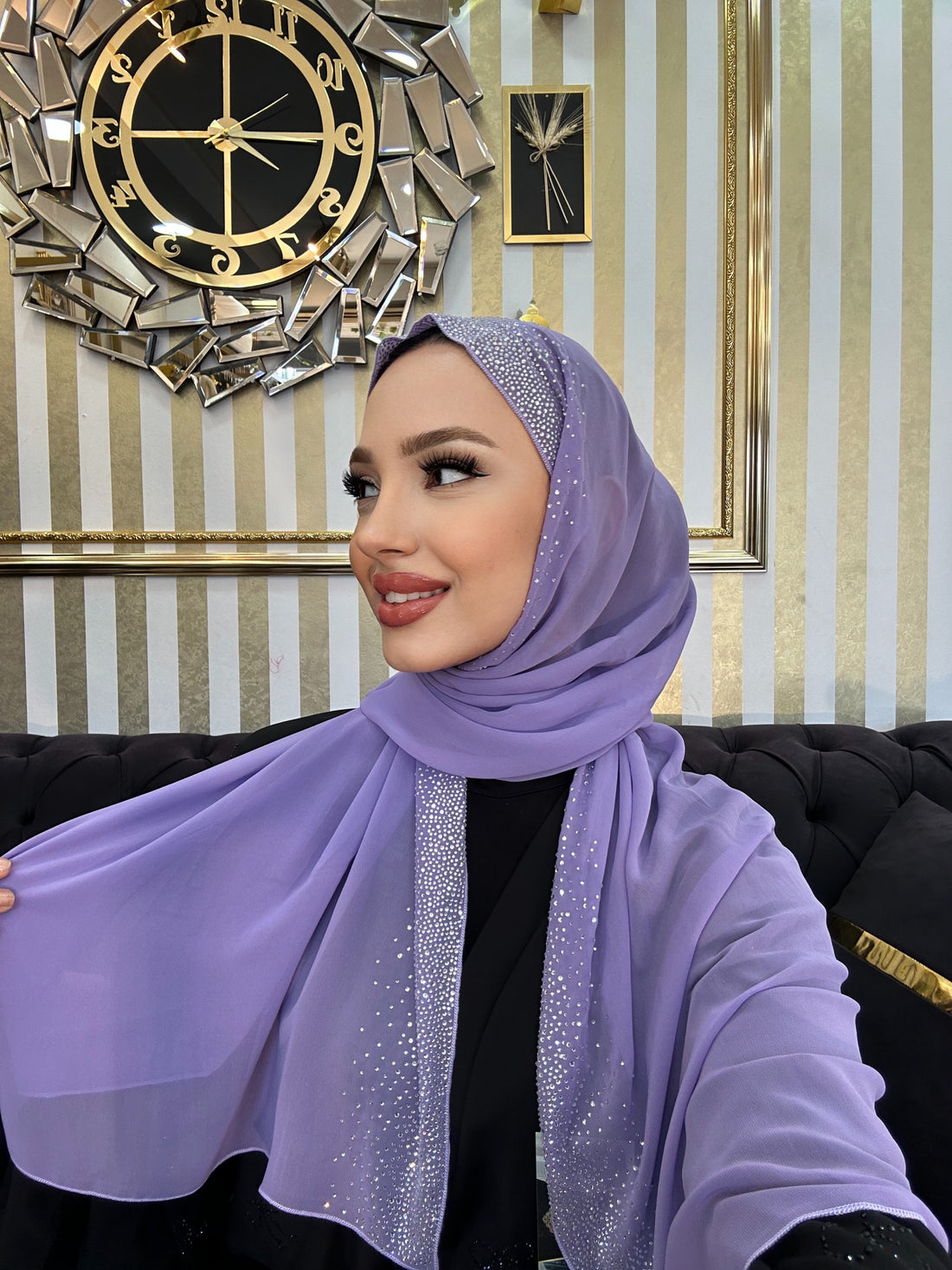Sparkling Stone Rain Patterned Chiffon Shawl
