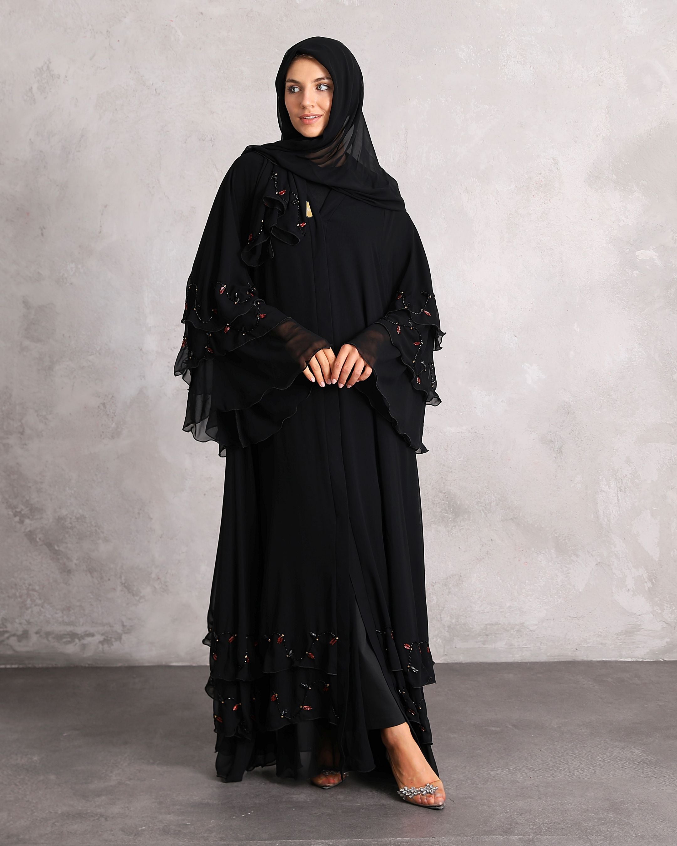 Red Stone Handmade Elegant Abaya