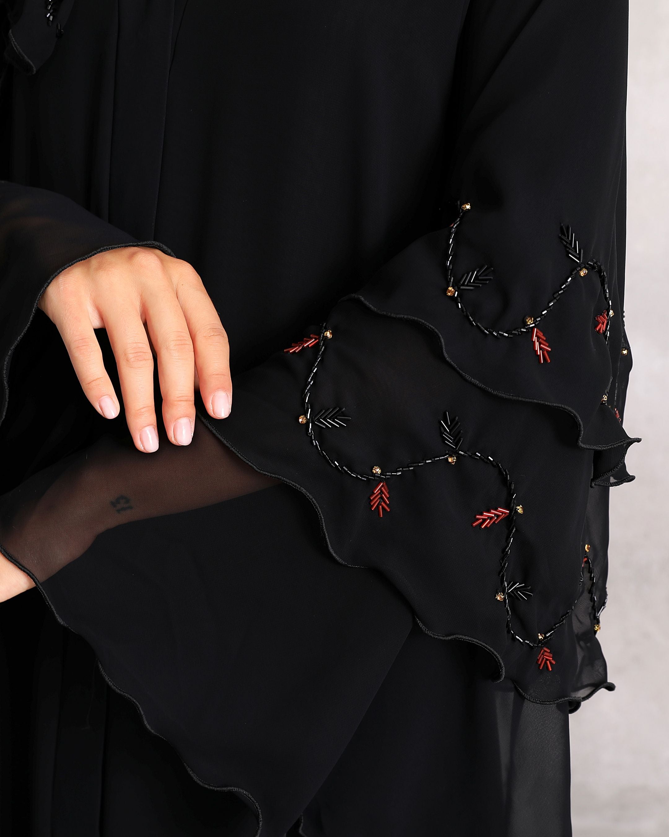 Red Stone Handmade Elegant Abaya