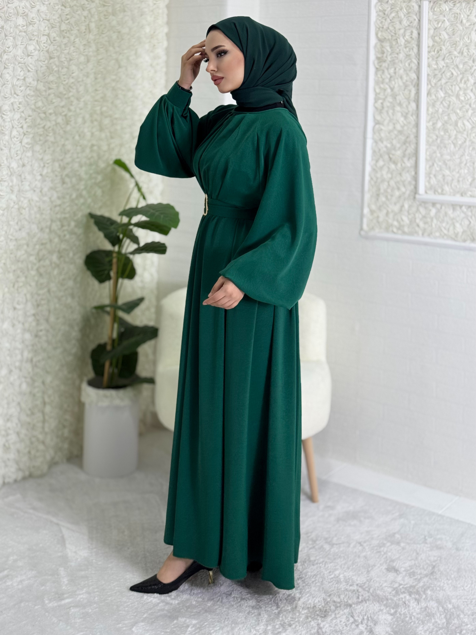 Elegant hijab green dress