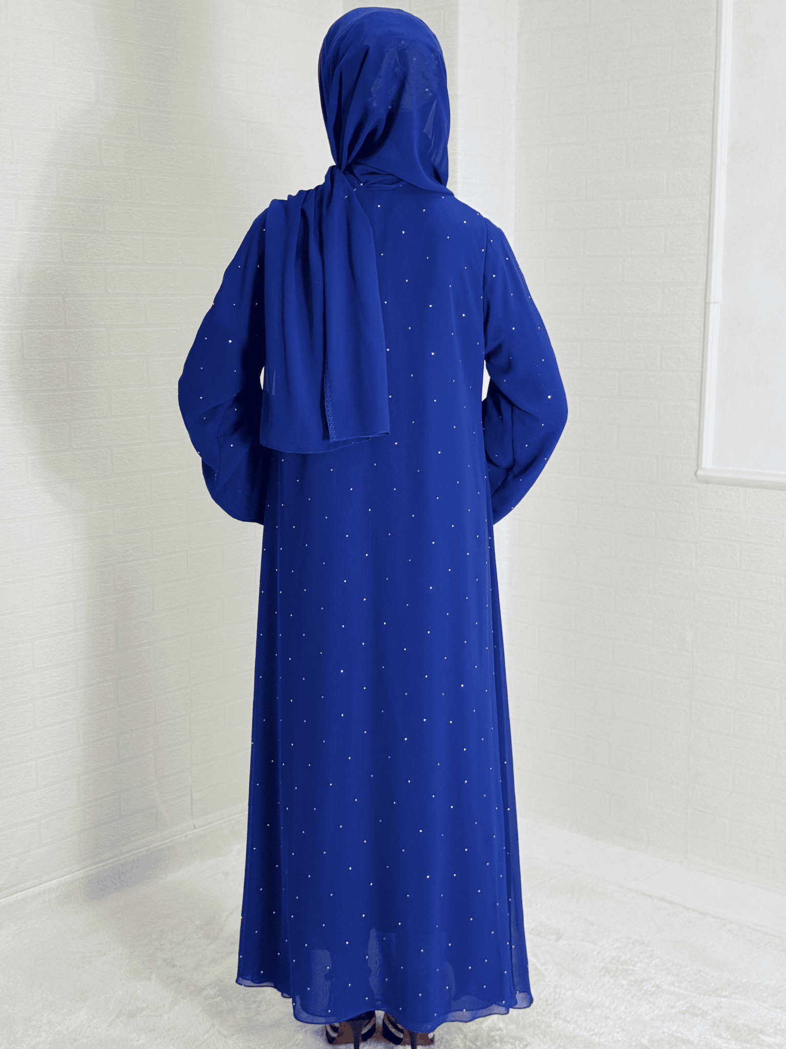 Swarovski Taşlı Şifon Abaya