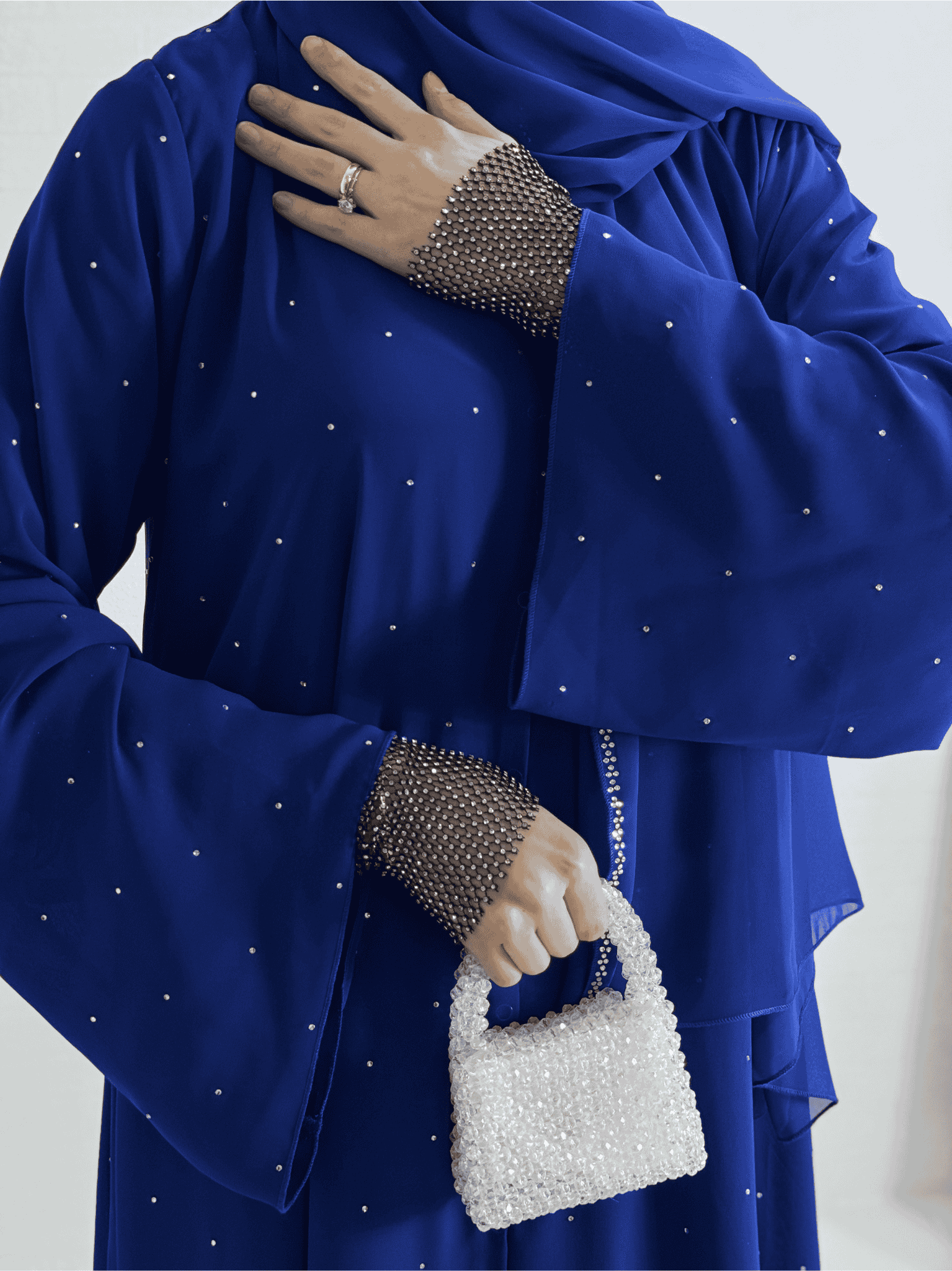 Swarovski Taşlı Şifon Abaya