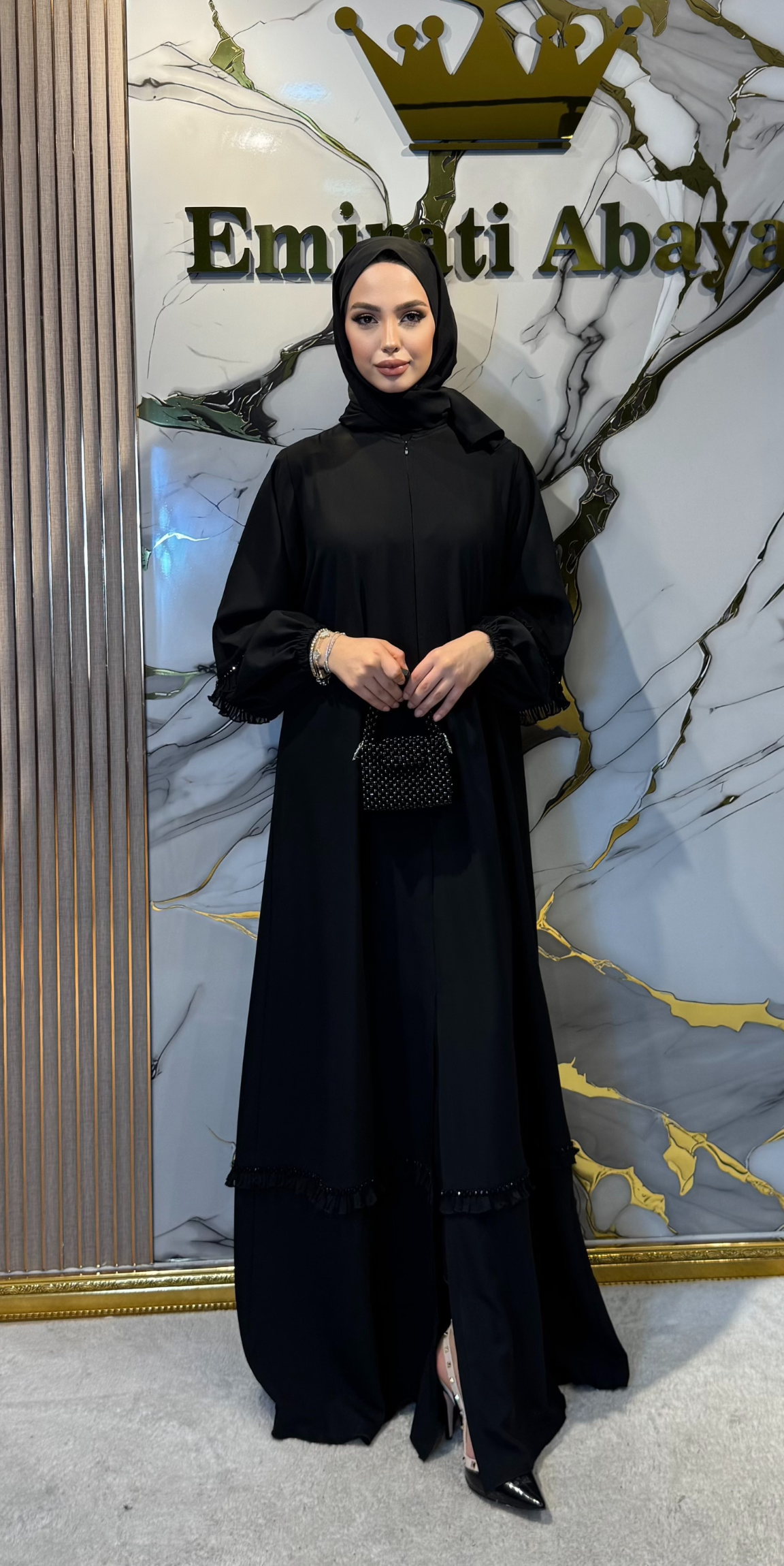 Dubai Medine İpeği Fermuarlı Günlük Abaya