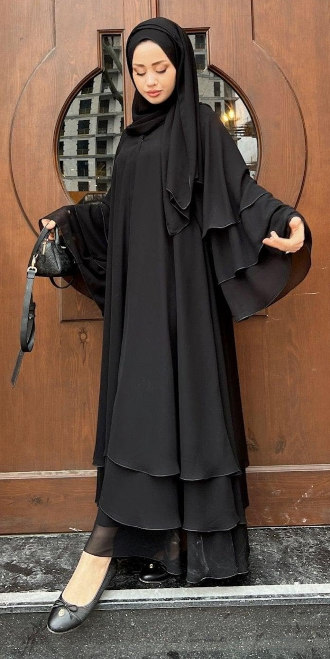 Üç Katlı Şifon Abaya