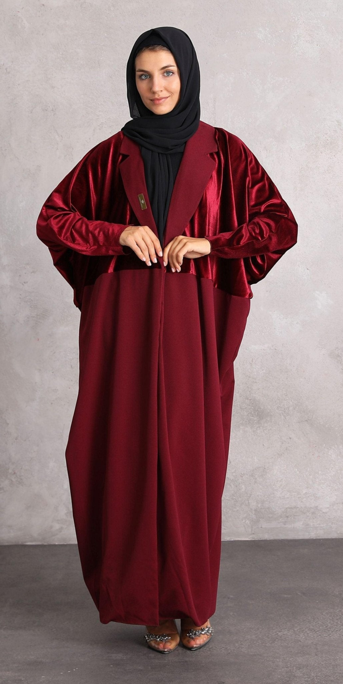 Open Front Velvet Jacket Abaya