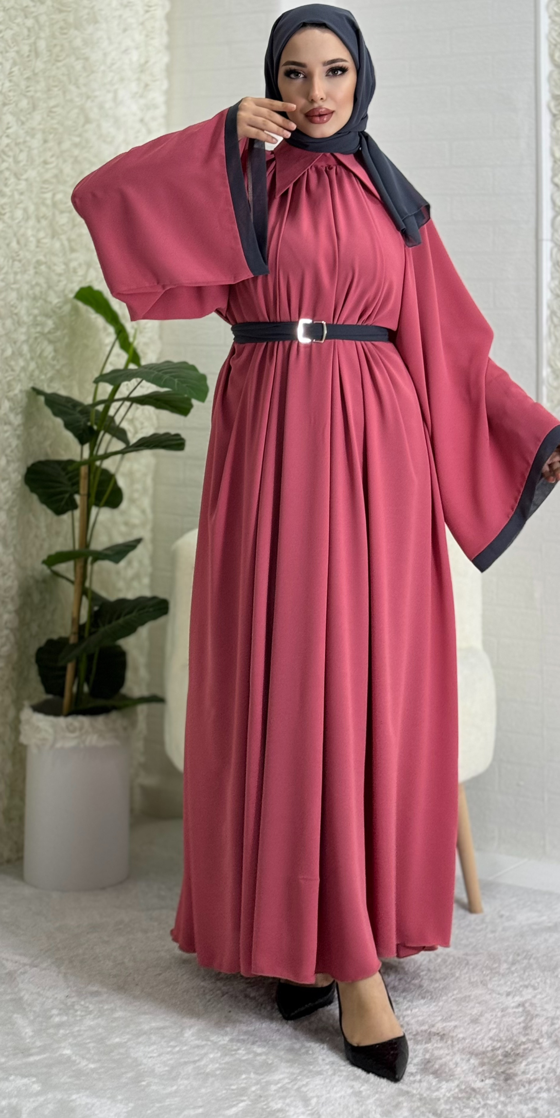 Pink Hijab Shirt Dress