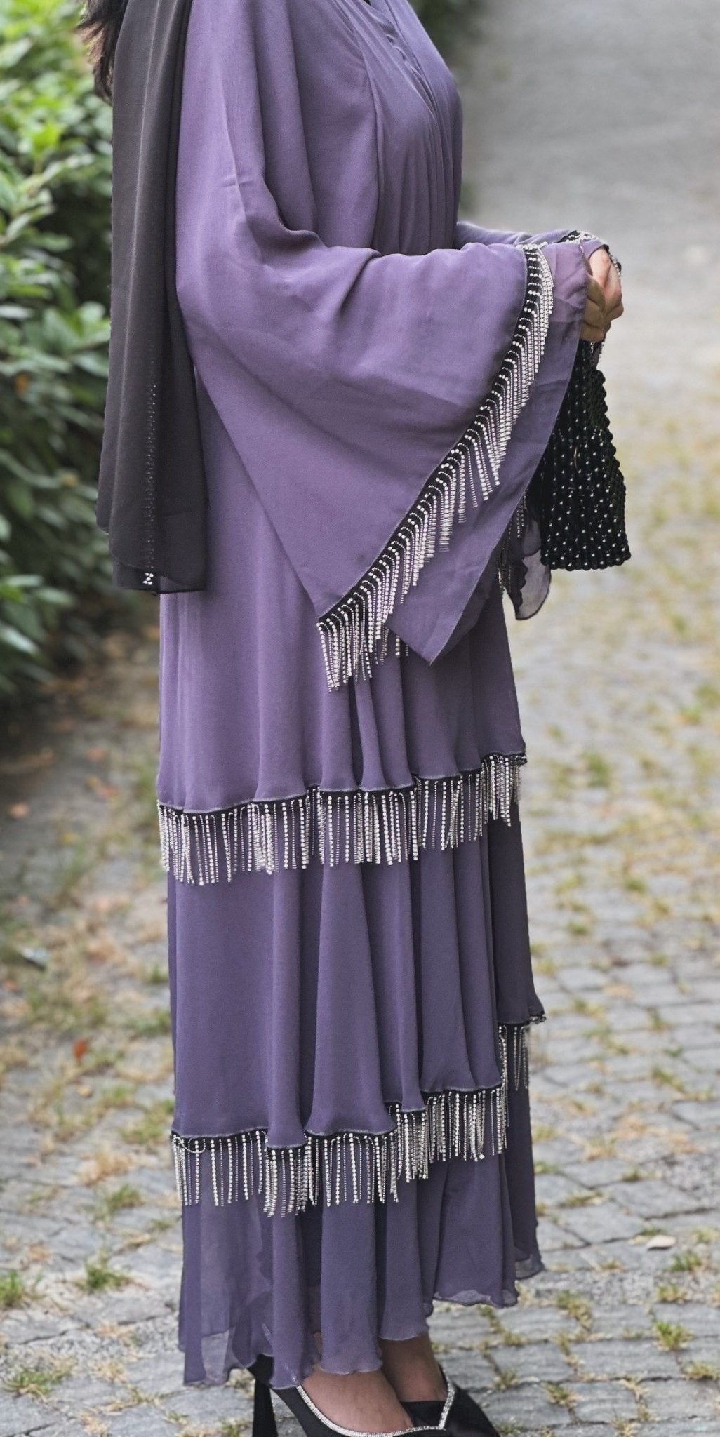 Amethyst Elegance Swarovski Long Stone Abaya - Emirati Abaya TRAmethyst Elegance Swarovski Long Stone Abaya