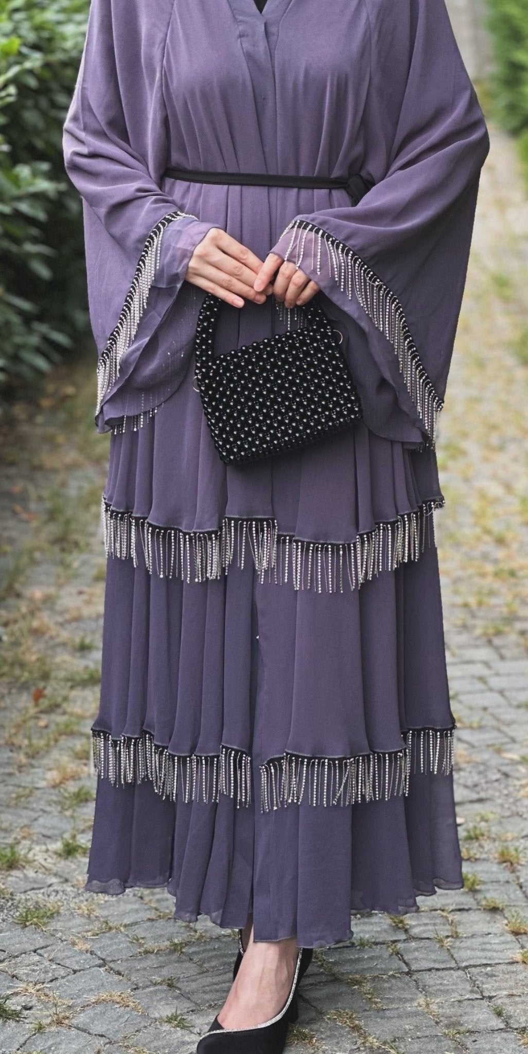 Amethyst Elegance Swarovski Long Stone Abaya - Emirati Abaya TRAmethyst Elegance Swarovski Long Stone Abaya