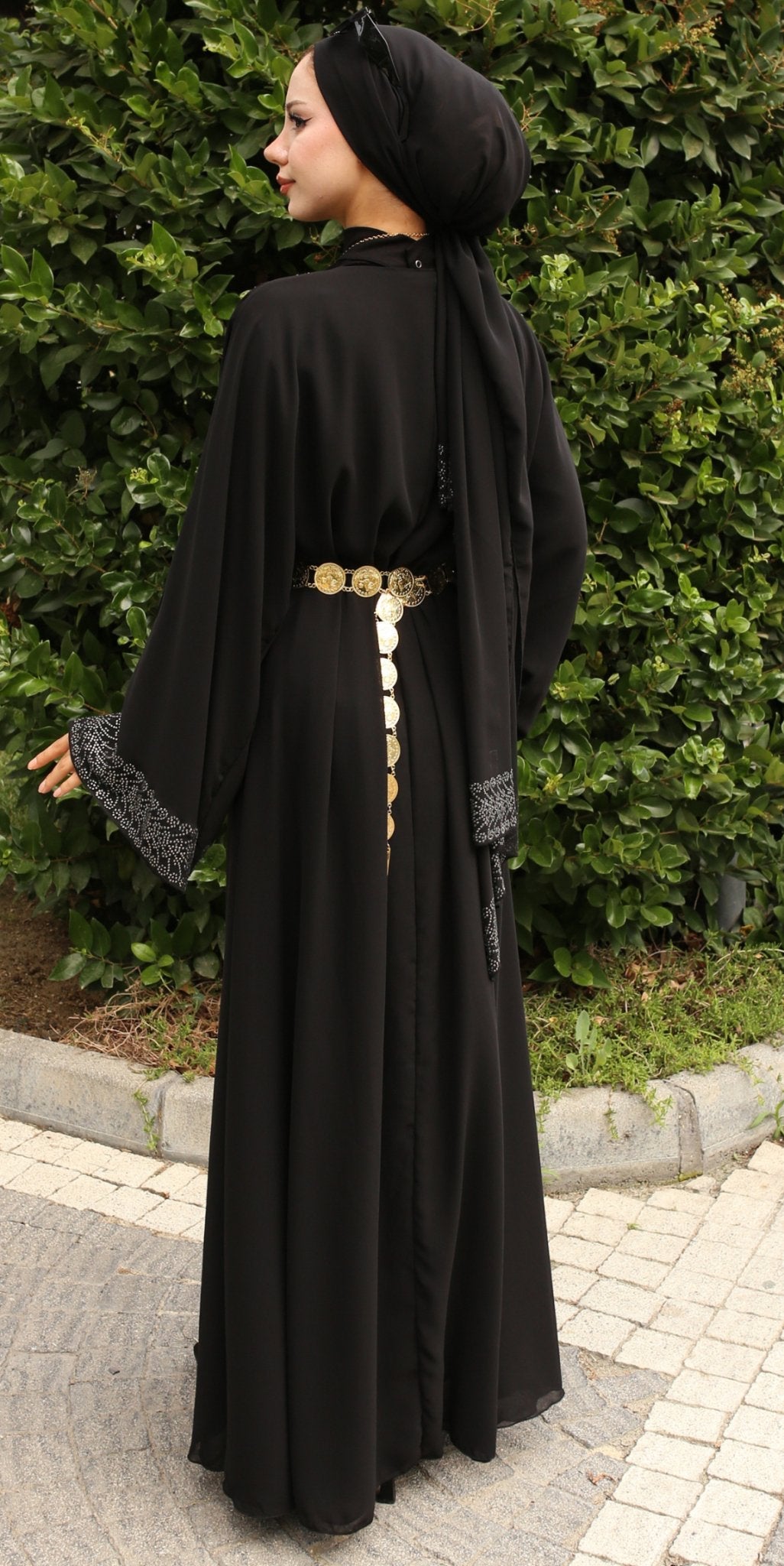 Black Gorse Hematite Abaya - Emirati Abaya TRBlack Gorse Hematite Abaya