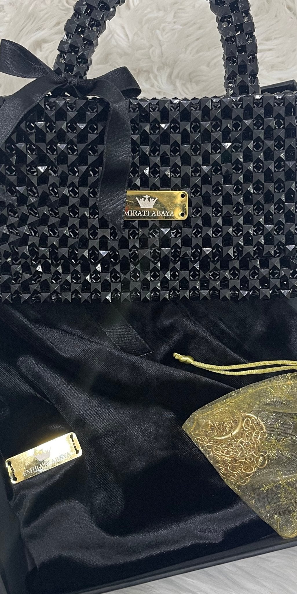 Black hand made bag - Emirati Abaya TRBlack hand made bag