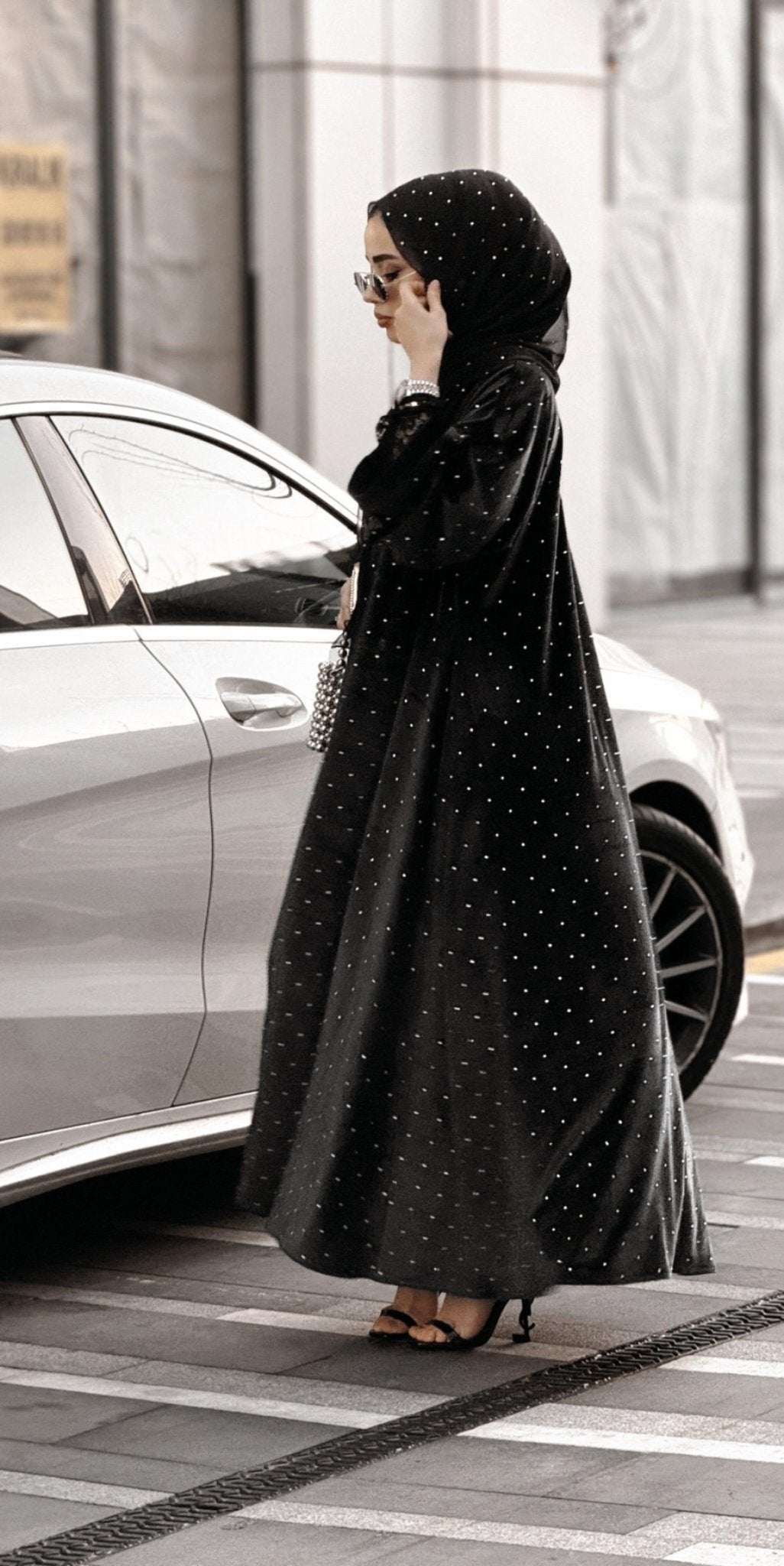 Swarovski Taşlı Kadife Abaya