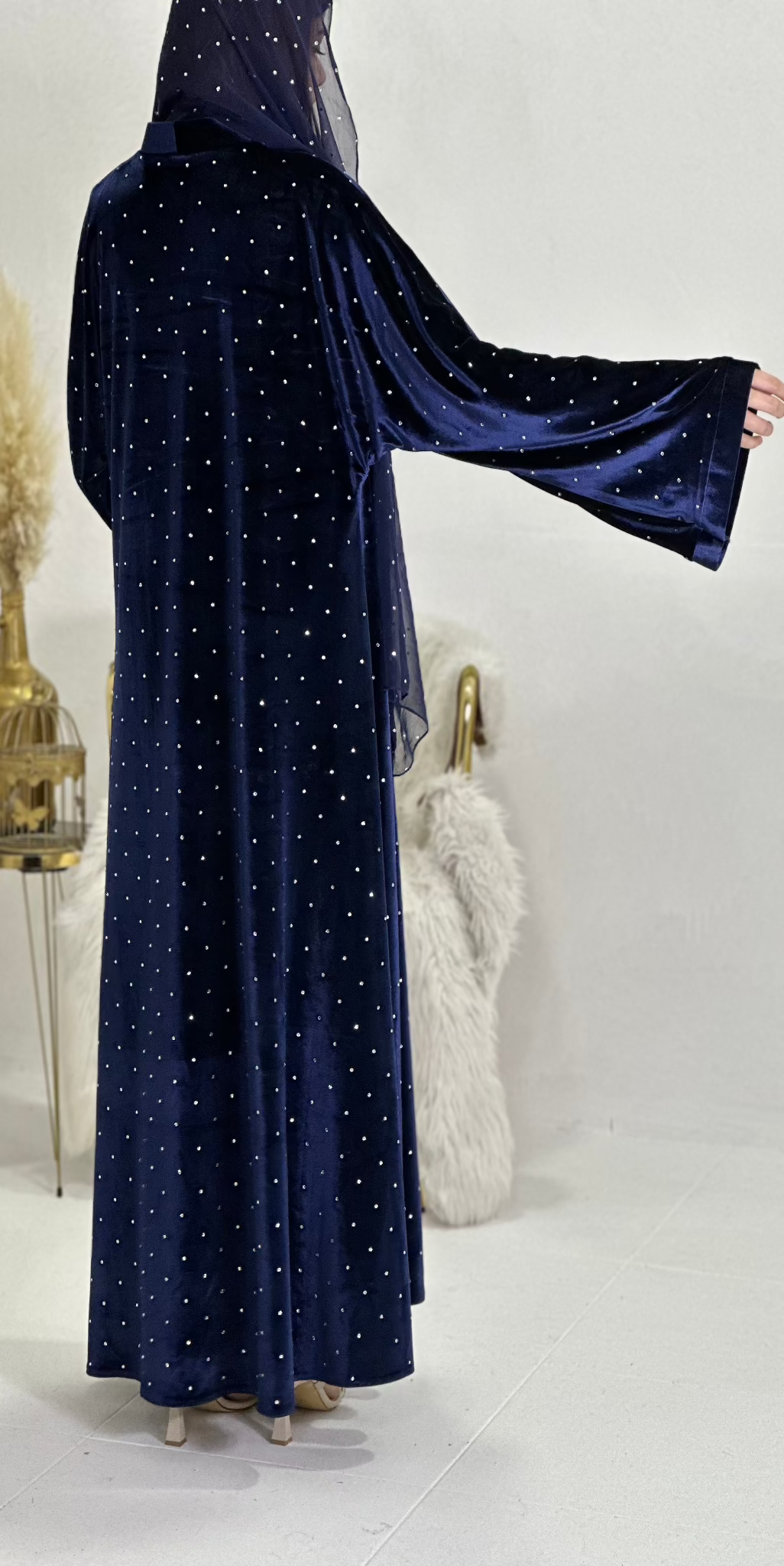 Blue velvet abaya - Emirati Abaya TR