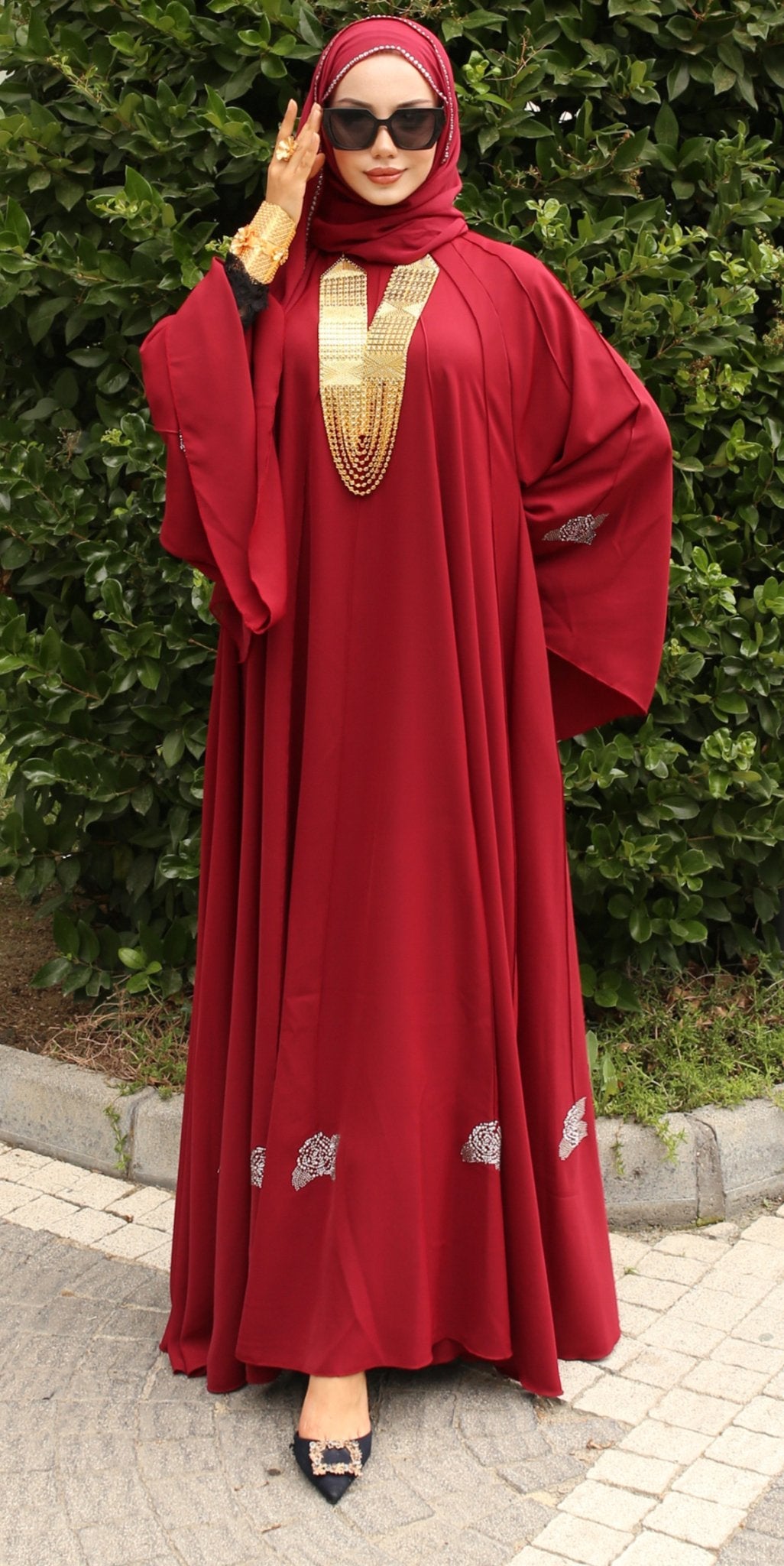 Elegant Rosette Skirt Dress - Emirati Abaya TRElegant Rosette Skirt Dress