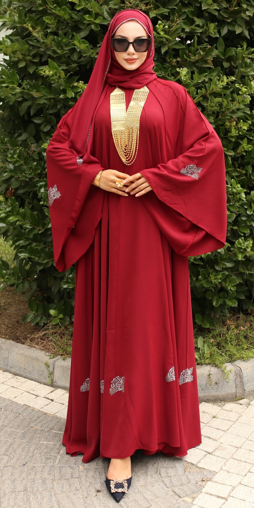 Elegant Rosette Skirt Dress - Emirati Abaya TRElegant Rosette Skirt Dress