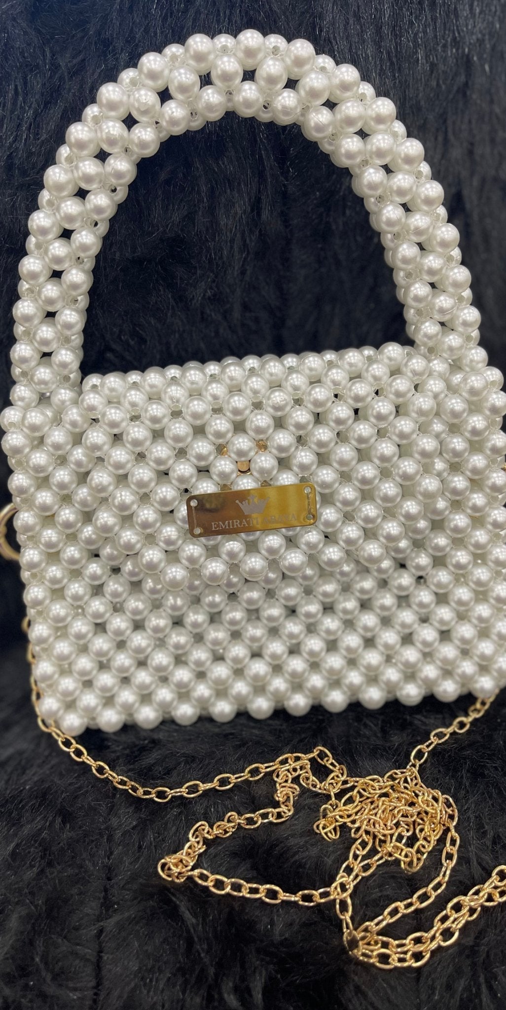 White pearl handmade bag - Emirati Abaya TRWhite pearl handmade bag