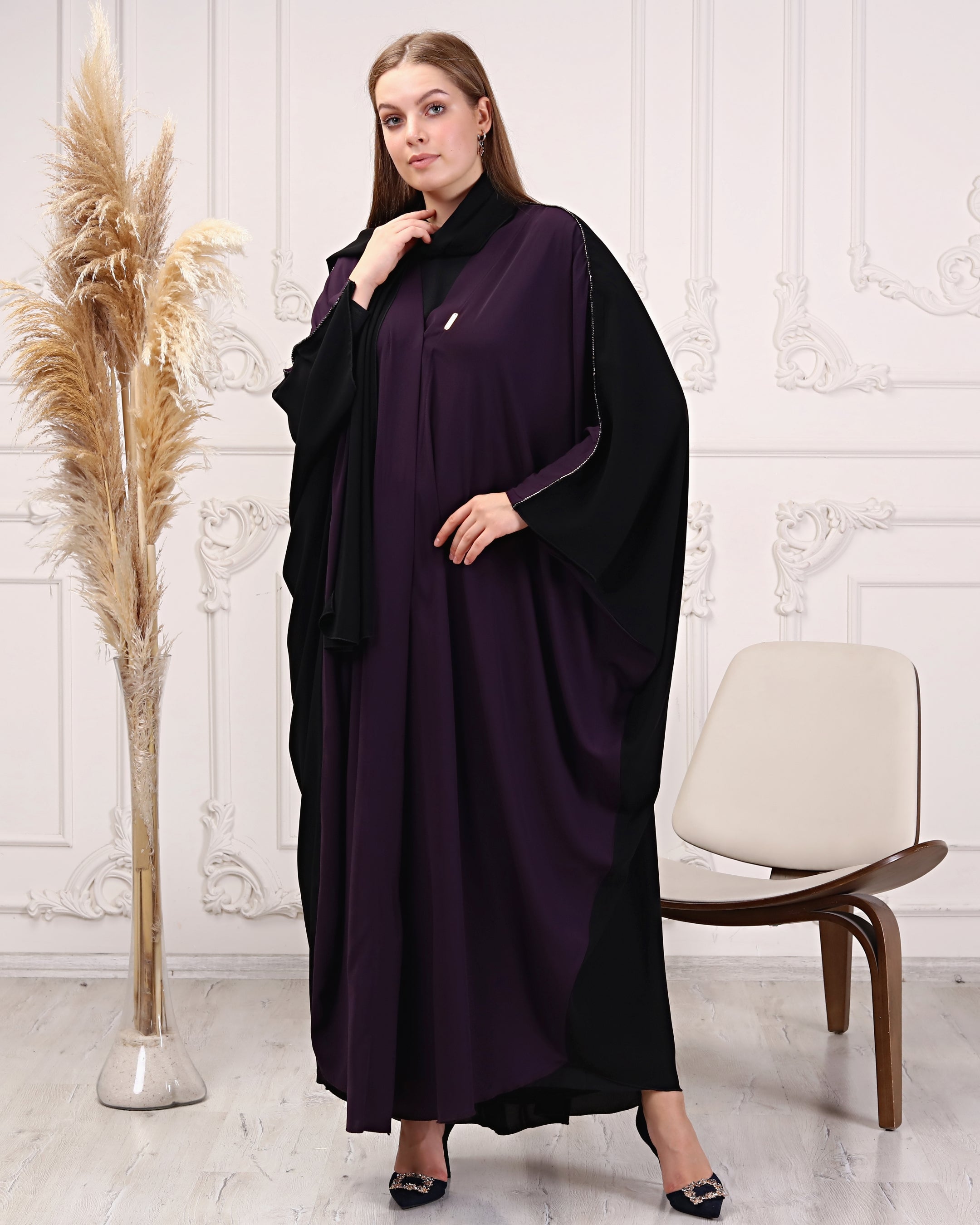 black mix ilipik fabric abaya